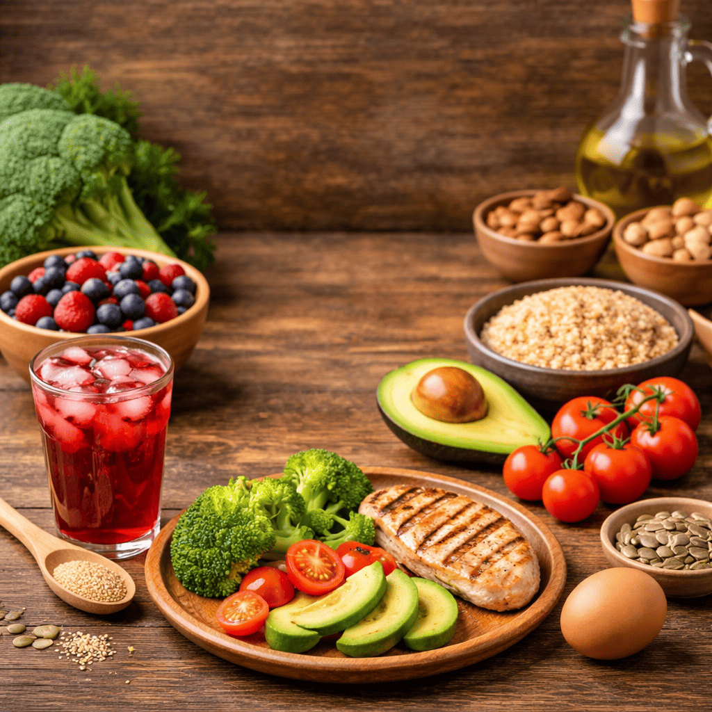 Fresh healthy meal on wooden table